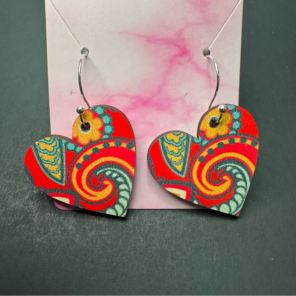 Hand Crafted Reversible Wood Earrings on Silver Plated Hooks